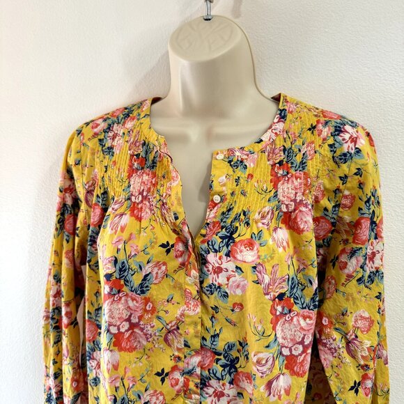J. Crew Shirt Size 6 / S Liberty Fabric Yellow Floral Blouse Magical Bouquet - Picture 3 of 12